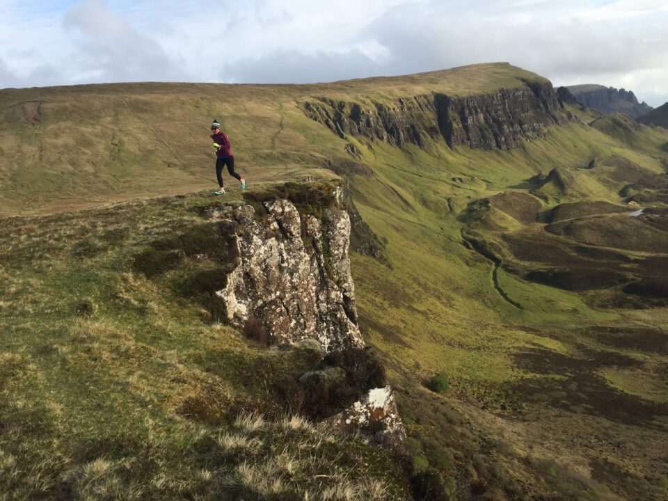 Running along Trotternish Ridge on the Isle of Skye