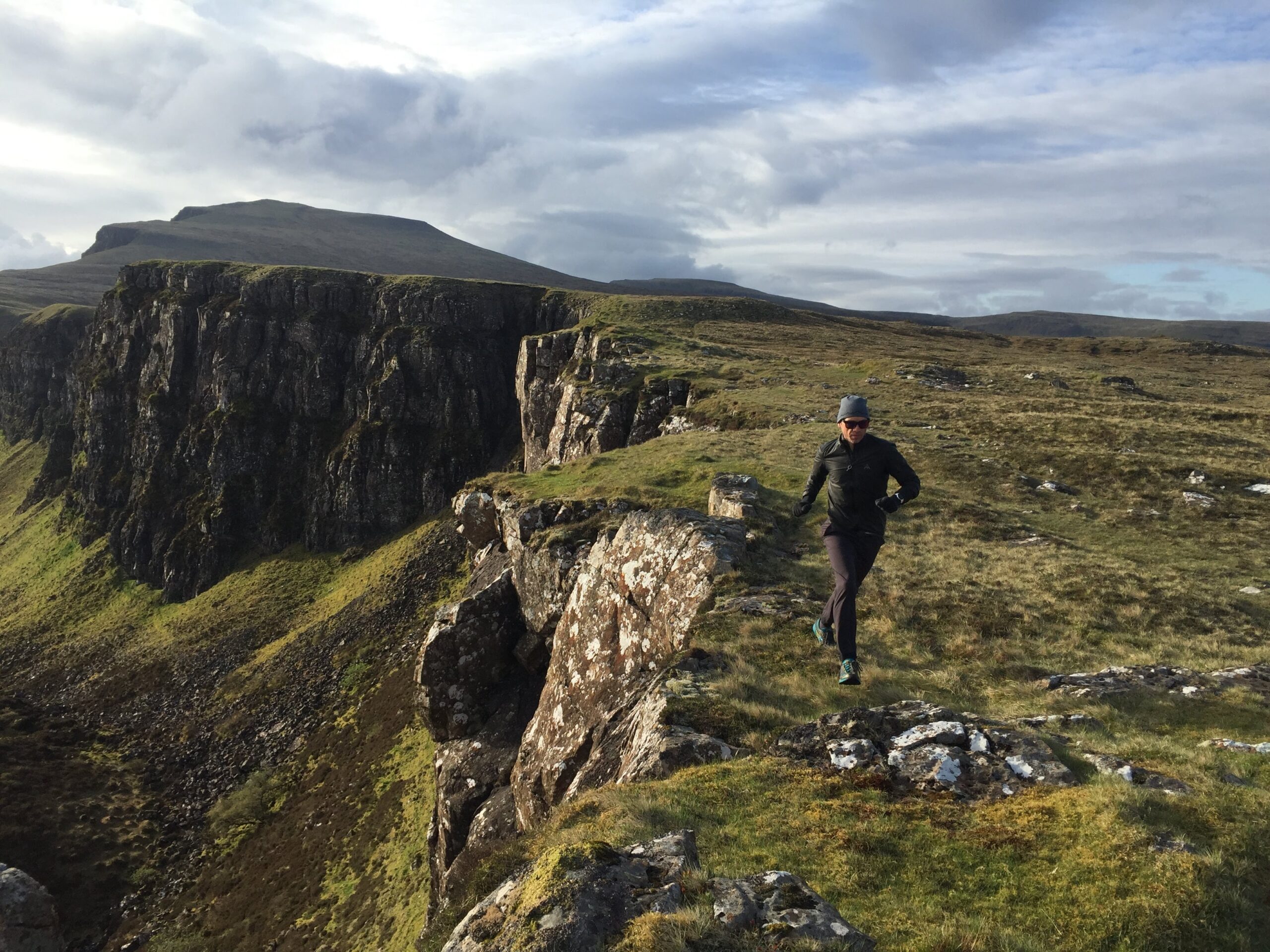 Running along Trotternish Ridge on the Isle of Skye